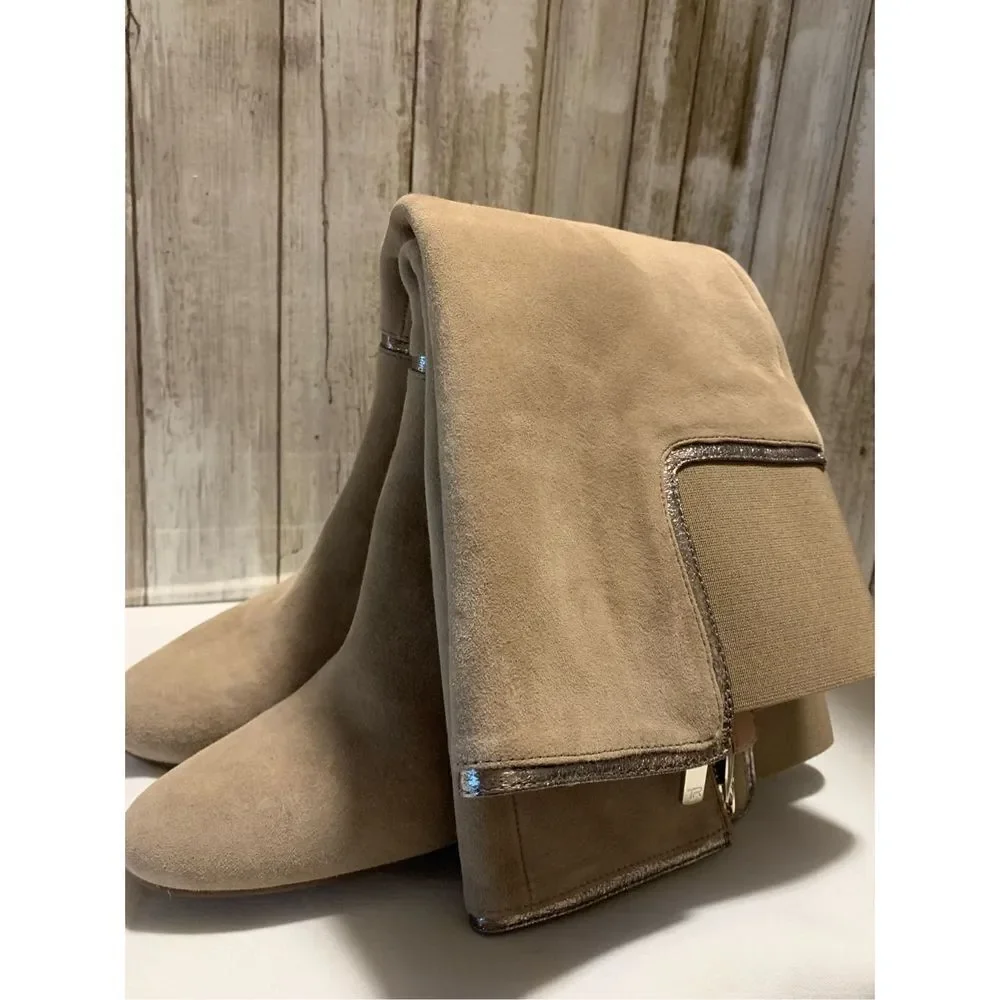 NWOT Taryn Rose Taupe‎ Silky Suede Knee High Boots 7.5